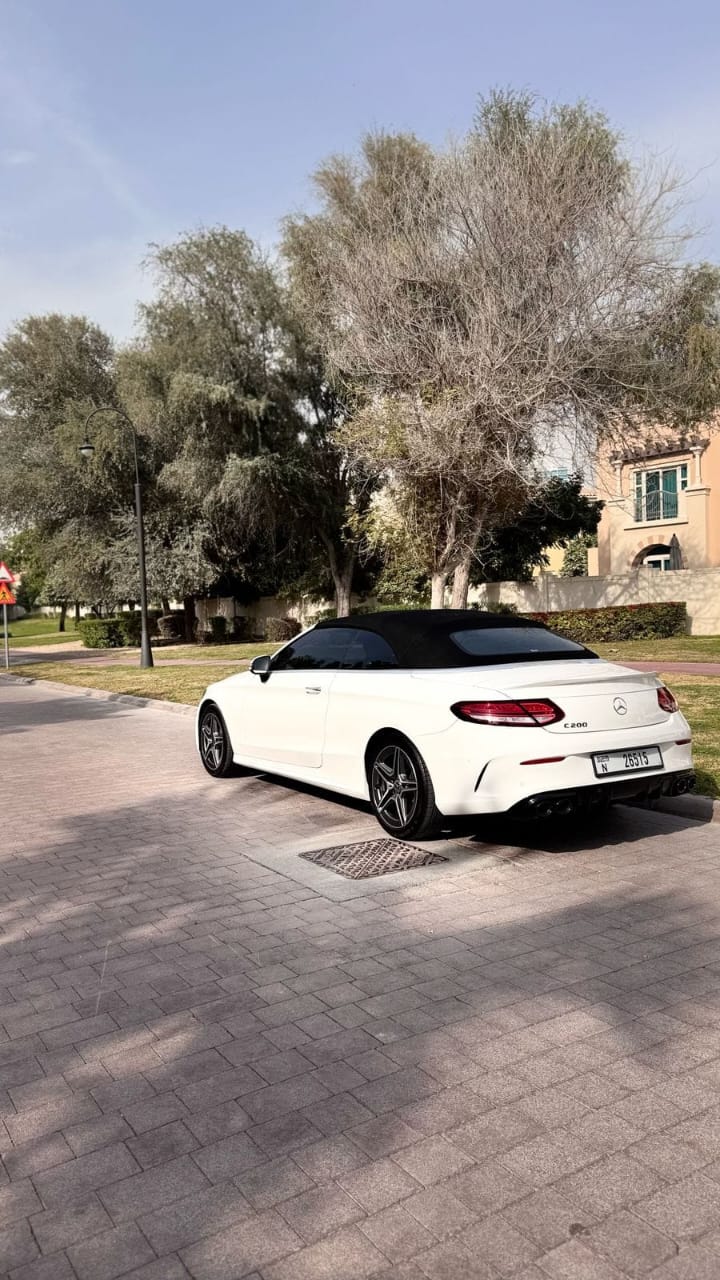 Mercedes C200 Convertible 2023  WHITE 2023 Rental Dubai